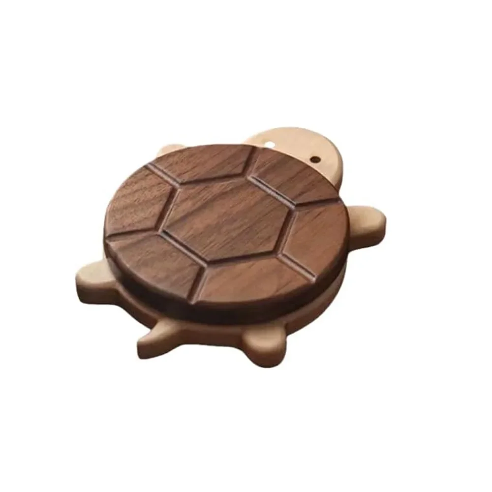 2Pcs Cute Shape Black Walnut Solid Wood Turtle Insulation Mat Kettle Tea Coaster Tableware Anti-scald Table Ornaments