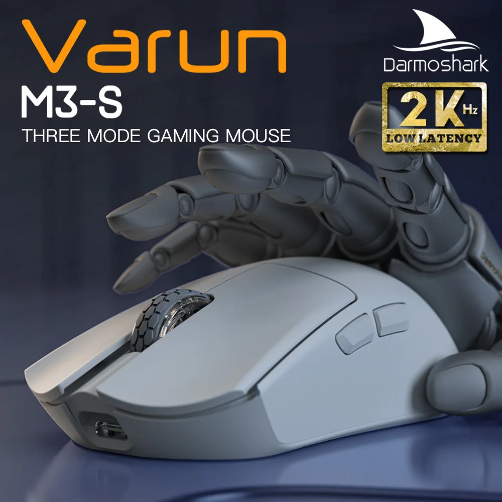Darmoshark Wireless Gaming Mouse  2K Polling Rate PAW3395 Game Esports Office Mouse 2.4GHz RF/BT/Wired Tri-Mode Web Drive