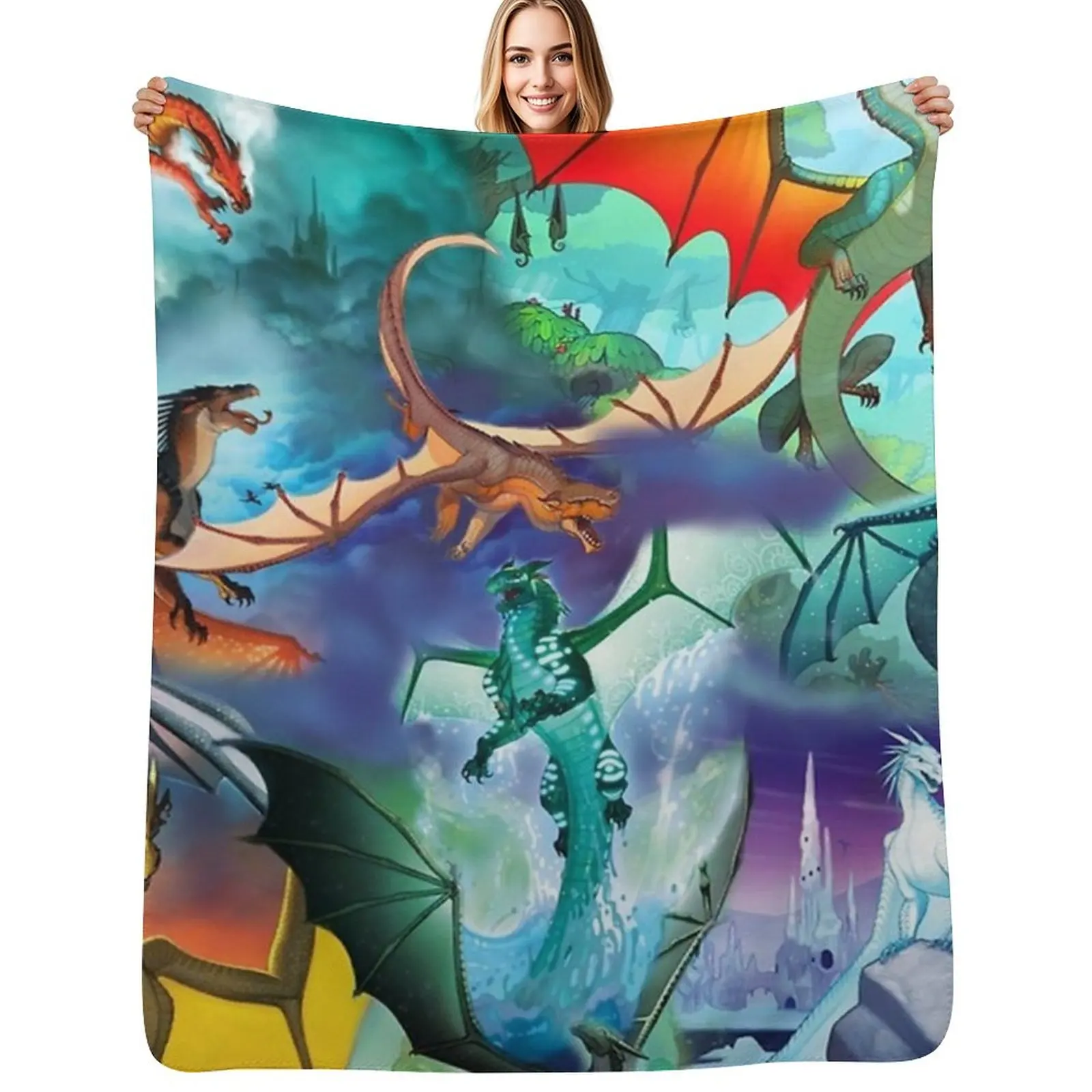 Wing of fire all dragon Pattern Background Throw Blanket Cozy Warm Blanket for Bed Room Decor