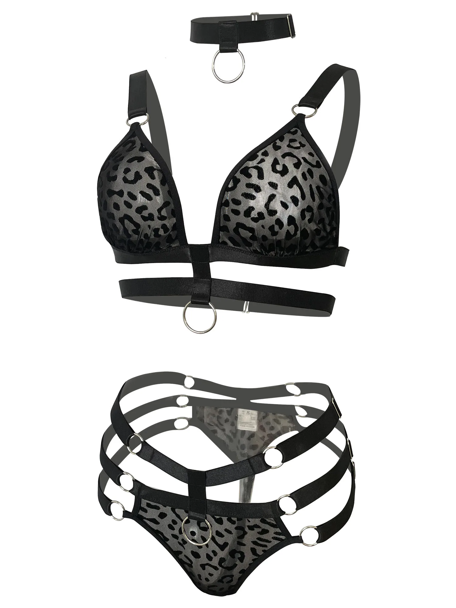 Mulheres Sexy Ver Através de Lingerie Set, Cordas de Sutiã, Bandagem Transparente, Halter Oco Out, Party Set