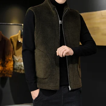 Winter Lamb Wool Vests Men Warm Coat Fashion Casual Thick Stand Collar Sleeveless Jacket Can Be Worn On Both Sides Waistcoat Man 3 Winter Lamb Wool Vests Men Warm Coat Fashion Casual Thick Stand Collar Sleeveless Jacket Can Be Worn On Both Sides Waistcoat Man 3