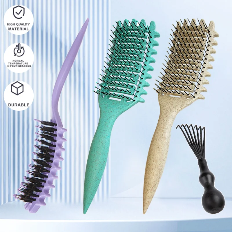 Beauty-health Curl Styling Detangled Hair Comb Set Scalp Massage Hollow Brush Hair Styling Hairdressing Defining Salon Tool