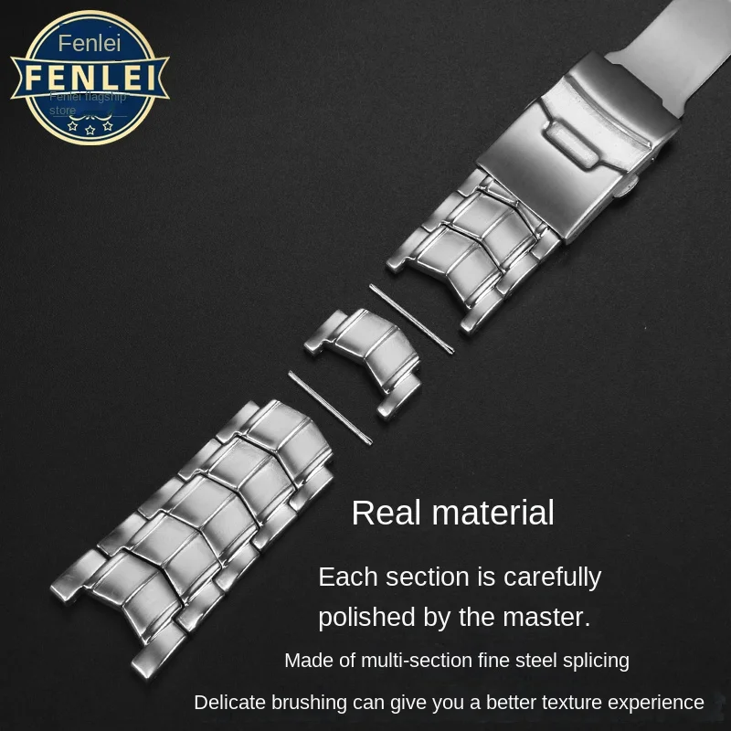 Solid Stainless Steel Genuine Wristband For CASIO Edifice EF-524 Watch Strap Bracelet Men Watchband Silver EF524D Safety Clasp