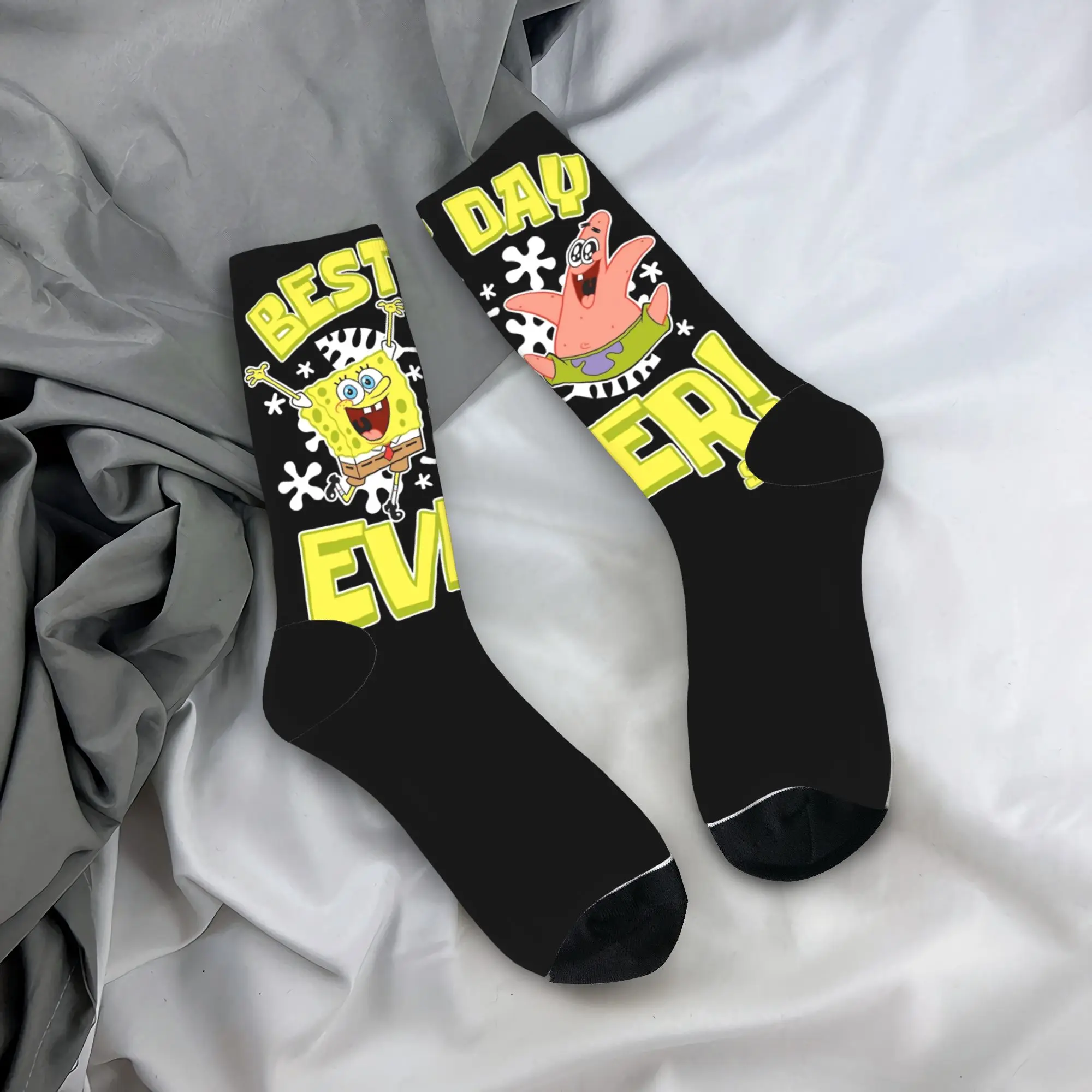 

Spongebobs Socks Best Day Modern Stockings Winter Non Skid Couple Socks Quality Printed Cycling Socks