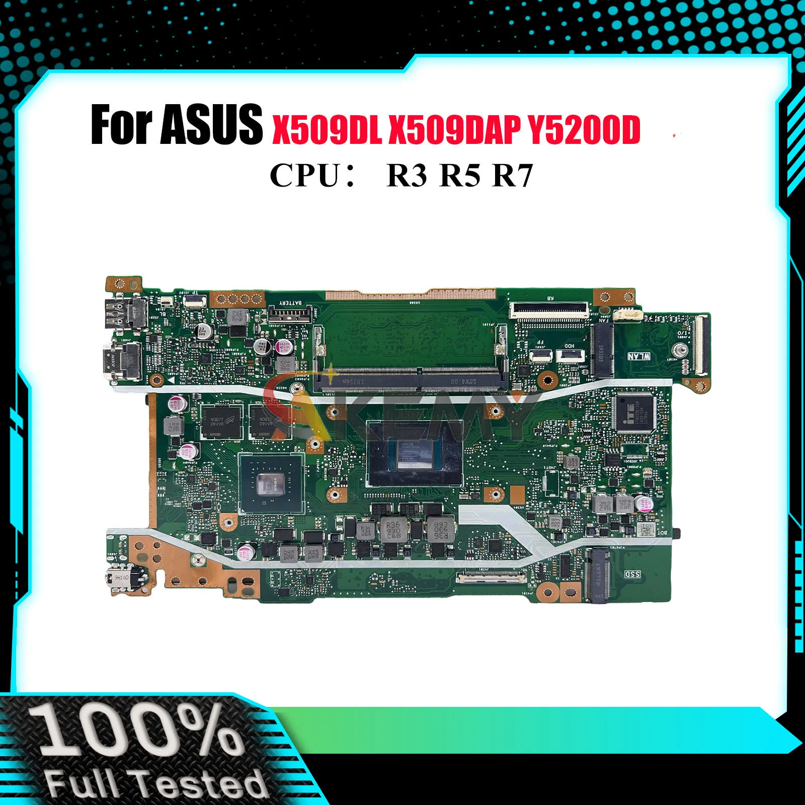X509DJ Laptop Motherboard For ASUS X509D Y5200D X509DAP D409D M409D FL8700DA M509D X509DL P1510CDA D509D Mainboard R3 R5 R7 CPU