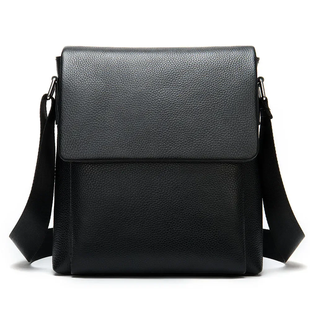 Bolsa de ombro do couro genuíno para homens, bolsa crossbody casual