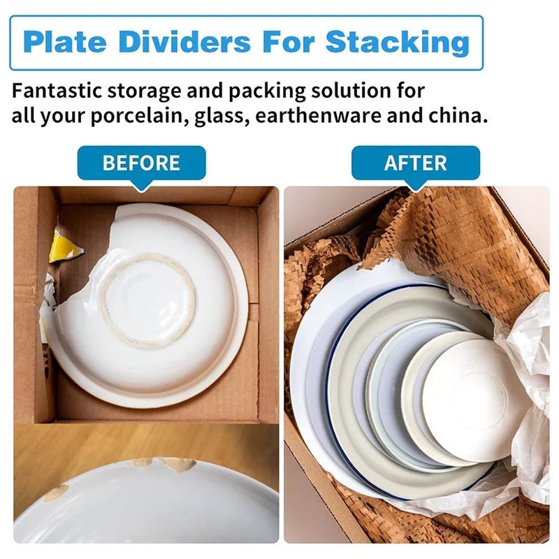 두꺼운 부드러운 펠트 접시 칸막이, 중국식 접시, 커피 받침 보호 및 적층용 - 접시 분리기 보관(60개)