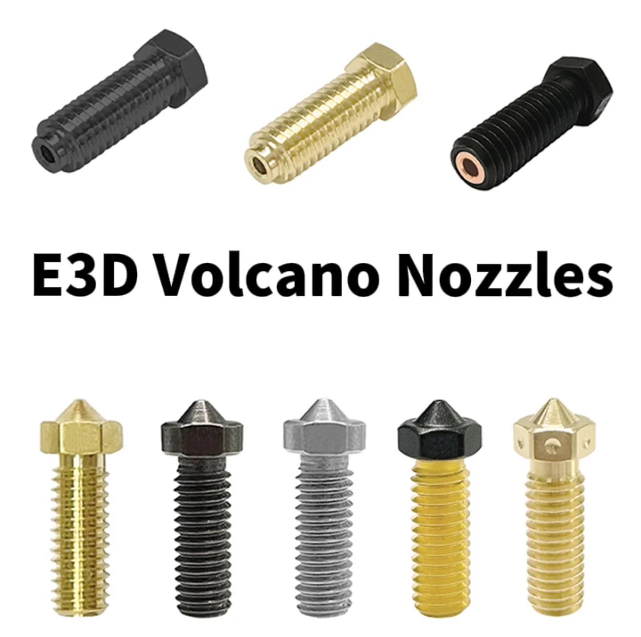 3PCS E3D Volcano Nozzle 3D Printer Hot End Components Brass Nozzle Hotend Nozzle Volcano Nozzles 0.4mm for 1.75mm Filament…