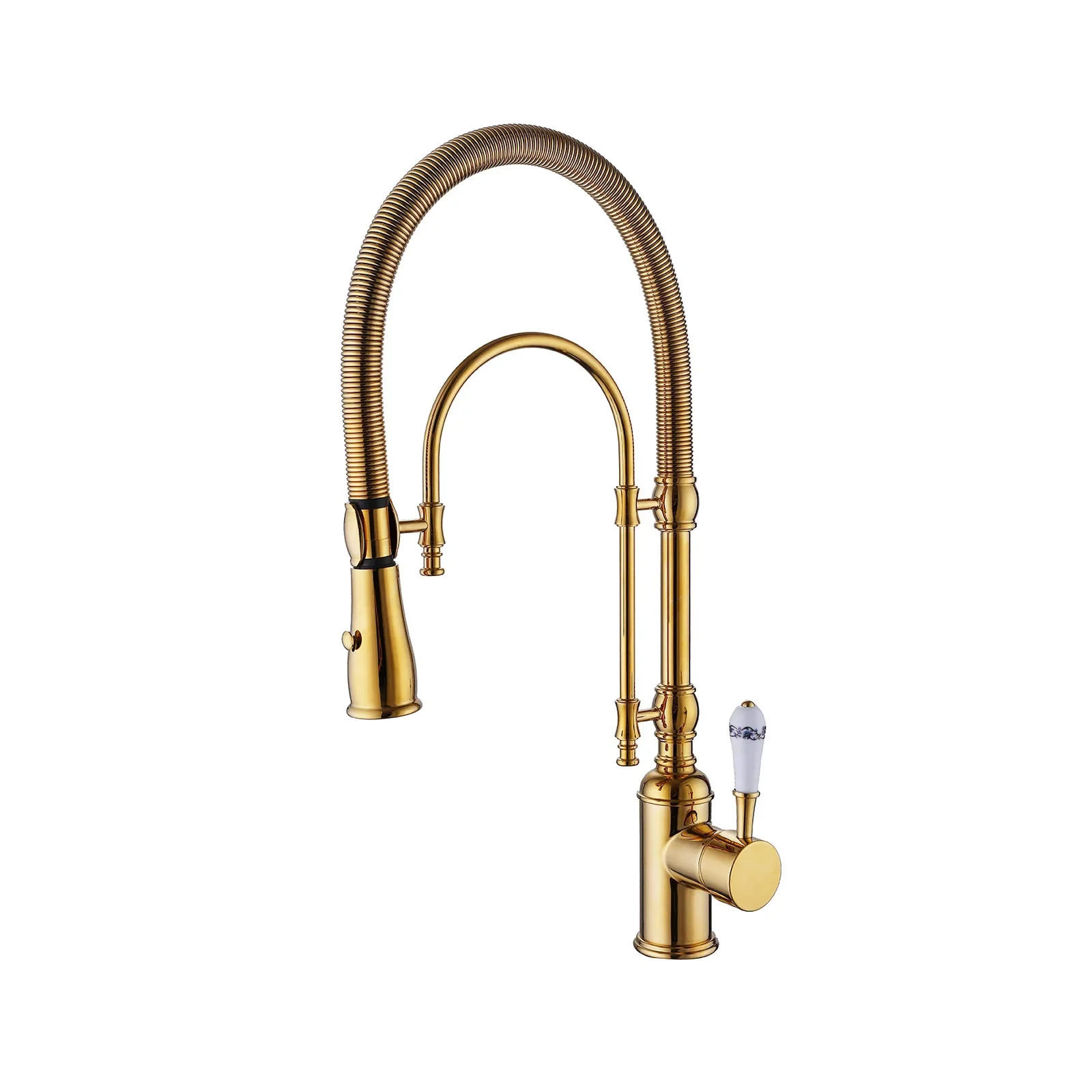 Brass 360 Swivel High Arch Pre-Rinse Pull Down Commercial Kitchen Faucet