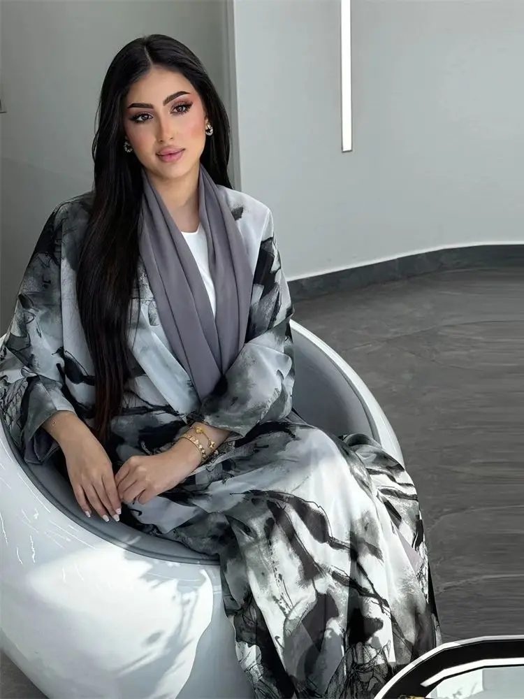 Eid Tie-dyed Batwing Abaya Dubai Luxury 2024 Elegante Muslim Kaftan Dress Abayas For Women Kebaya Robe Femme Musulmane Vestidos