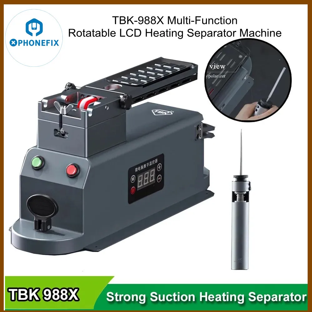 TBK 988X LCD Screen Heating Separator Mobile Phone LCD Display Rotating Heating Separate Machine with OCA Polarizer Glue Remover