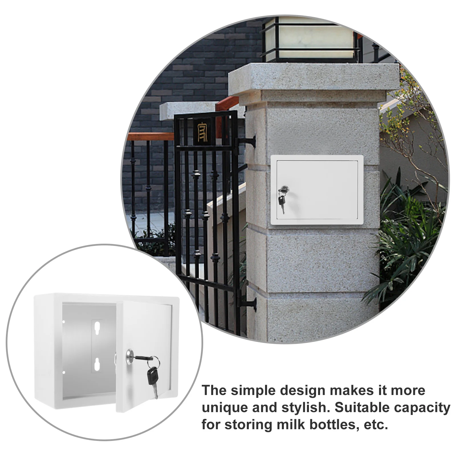 

Milk Box Mailbox Wall Mounted Large Capacity Durable Plastic Lockable Safe White Garden Outdoor Decor Storage