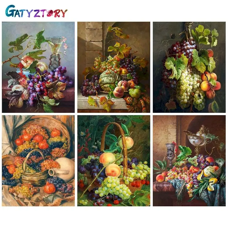 

GATYZTORY DIY Paint By Number Fruit Hand Painted Painting Art Drawing On Canvas Gift Pictures By Numbers Still life Kits Home De