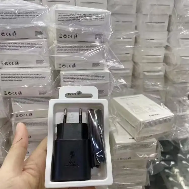 Suitable for Samsung 25W 3A dual C port fast charging S24 S23 Note10 S20 S21 Note20 super fast charging head 25w data cable