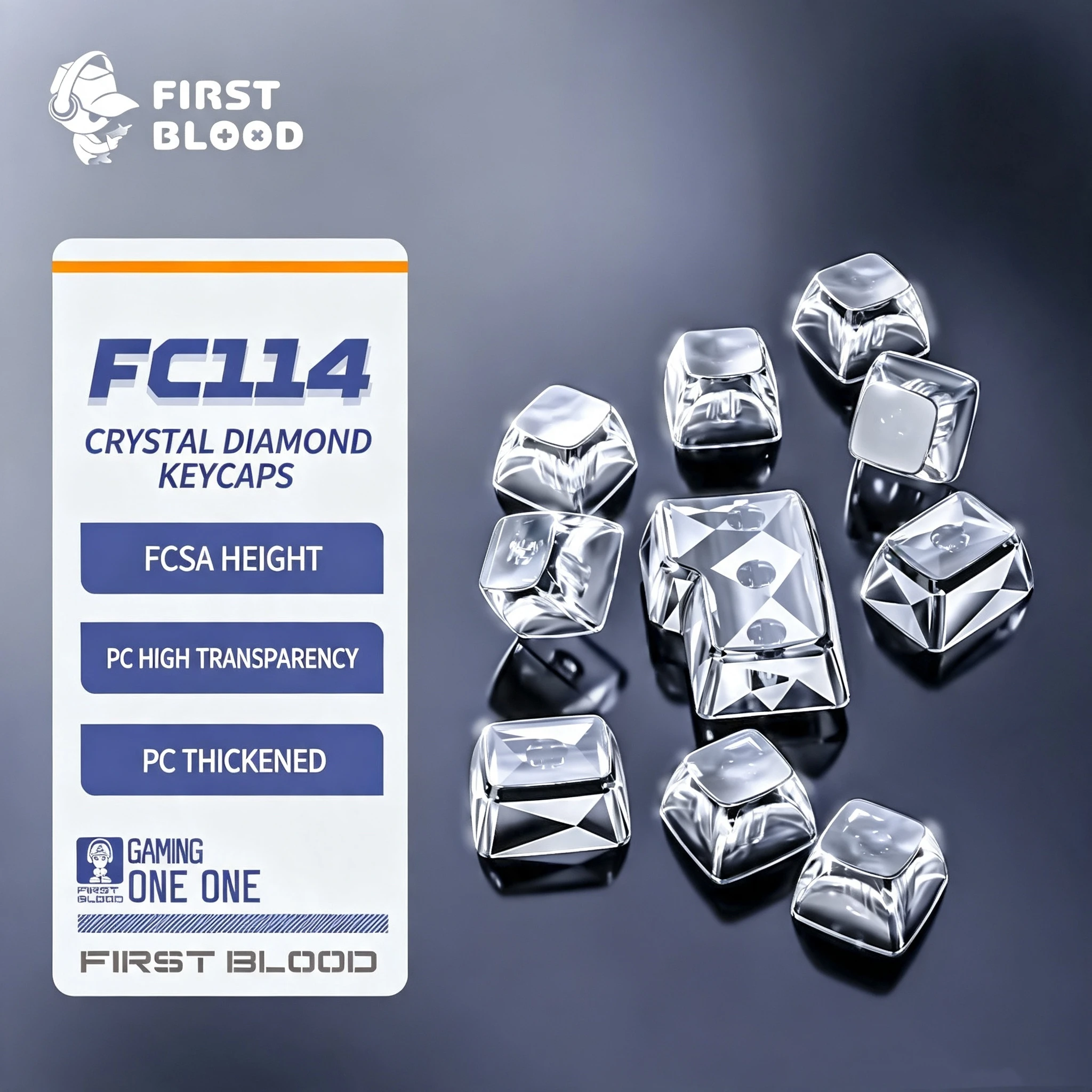 Ajazz FC114 Diamond Keycap PC Hoge Transparantie en Doorzichtigheid Compatibel met Diverse Passende Mechanische Toetsenborden