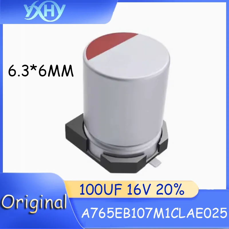 

1000PCS A765EB107M1CLAE025 SMD Original genuine 100UF 16V 20% 6.3 * 6mm surface mount electrolytic capacitor