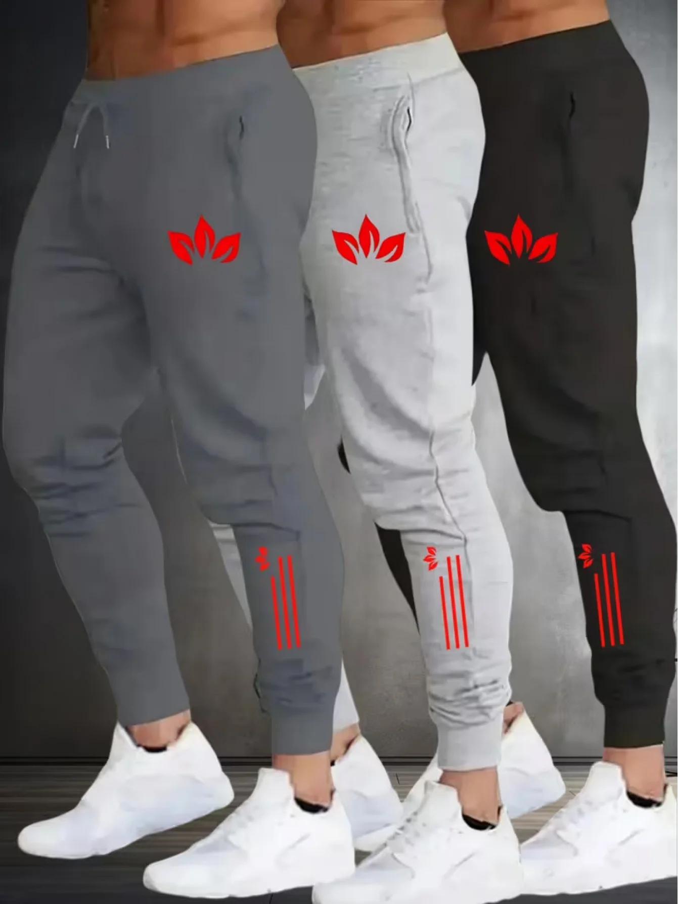 

3-Pack Men's Slightly Stretchable Loose Fit Training Pants Design Gym Pants Ideal for Spring Summer Outdoor Cycling & Running