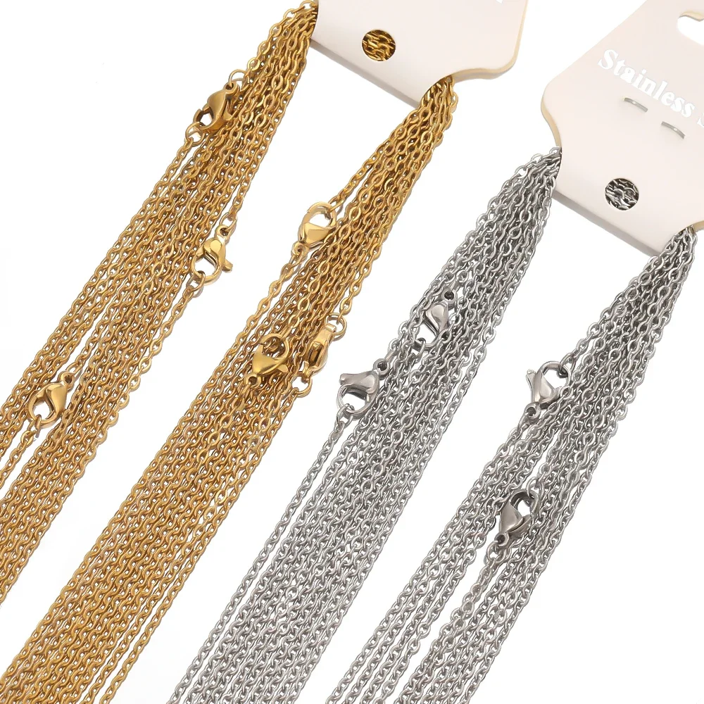 

10Pcs/lot 50cm Stainless Steel Link Chains Necklaces Cuban Cross Chains Accessories for DIY Gifts Jewelry Making Bulk Wholesale