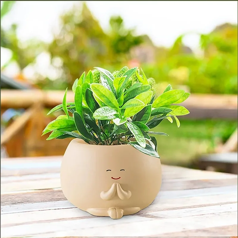 Pot de jardinière à tête suspendue pour plantes d'intérieur et d'extérieur, Pots succulents, sourire, hamac suspendu