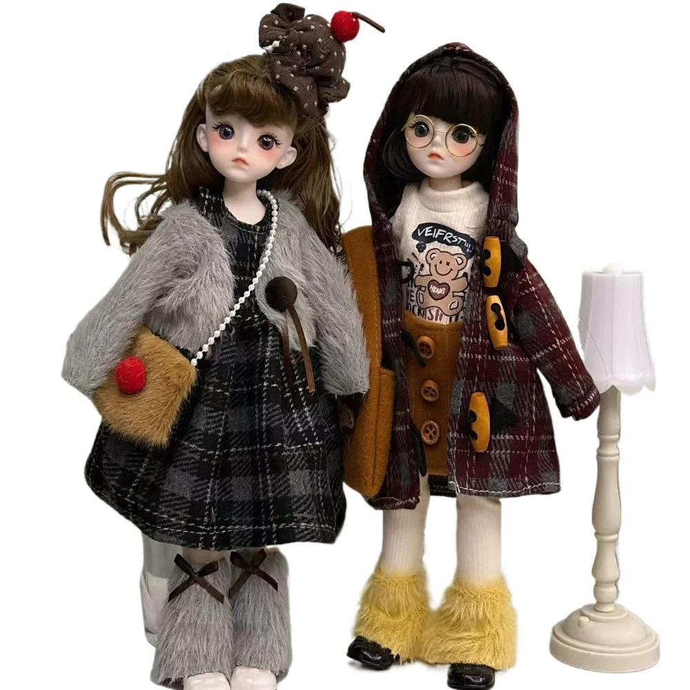

30cm 1/6 BJD Doll and Clothes 3D Simulated Eyes DIY Dress-up Set Lolita Girl Toy Gift（including Glasses）