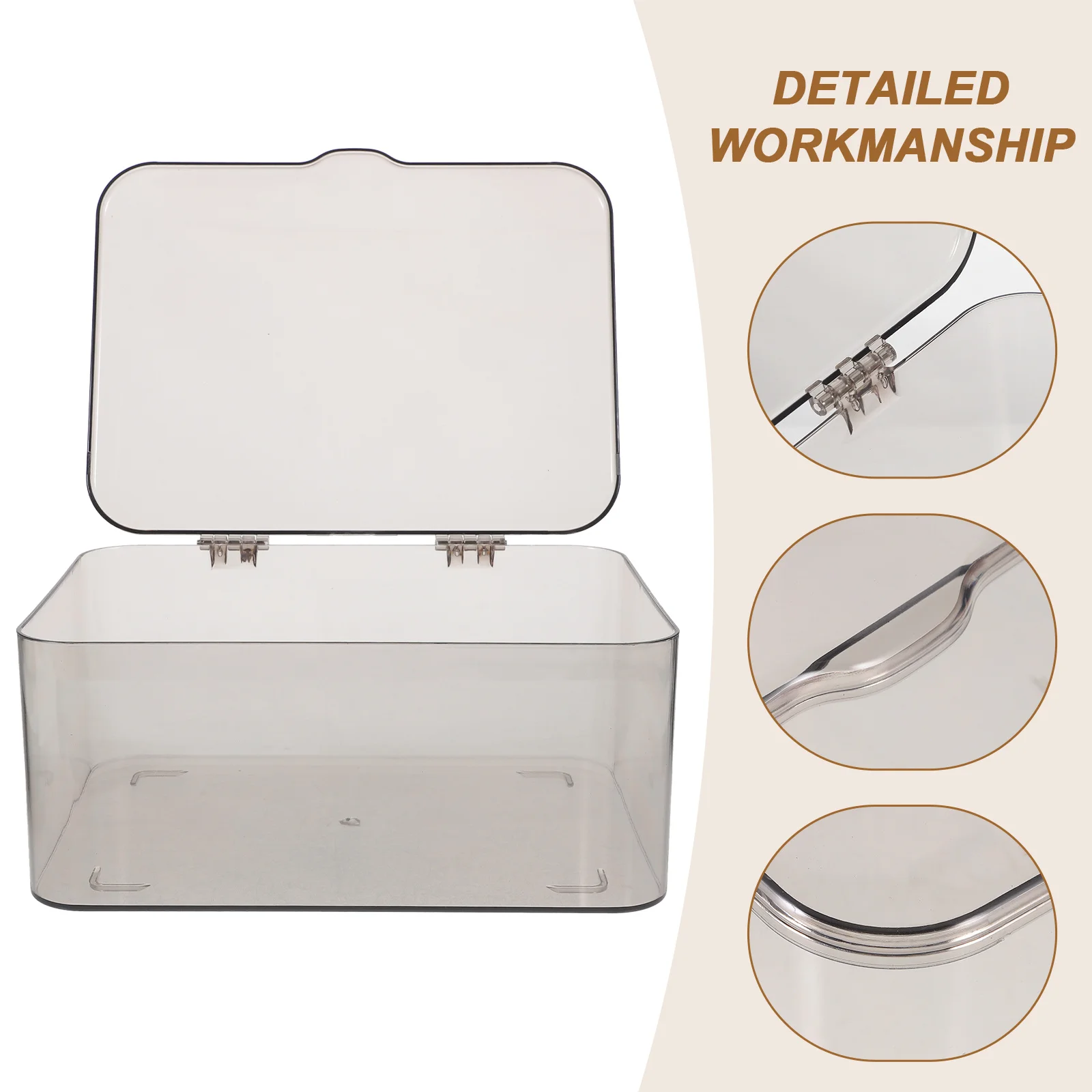 

Flip Top Storage Box Clear Sturdy Material Desktop Organizer For Tea Set Makeup Office Sundries Lidded Container