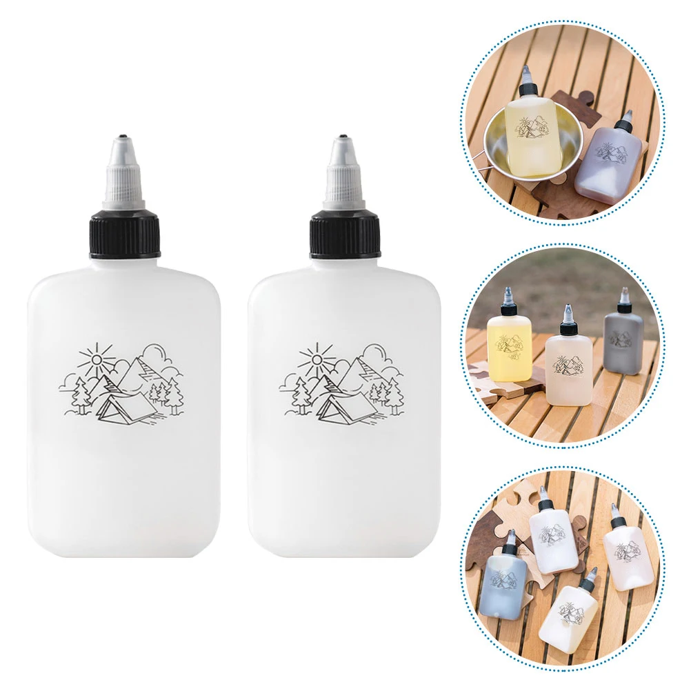 

2pcs Kitchen Transparent Condiment Squeeze Bottle For Camping Barbecue Picnic Plastic Storage Container Fine Mouth For