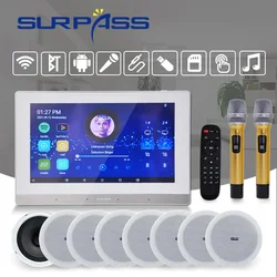WiFi Android 5.1 Touch Screen Audio in Wall Amplifier Full Range Recessed Ceiling Speaker Kit for Home Karaoke Sound System