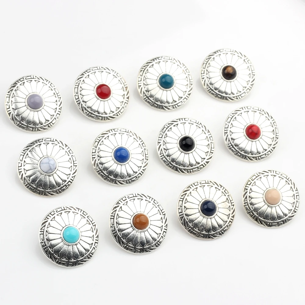 Zinc Alloy Round  Sunflowers Buttons Charms For DIY CONCHO Charms 3pcs/lot 30MM Jewelry Accessories