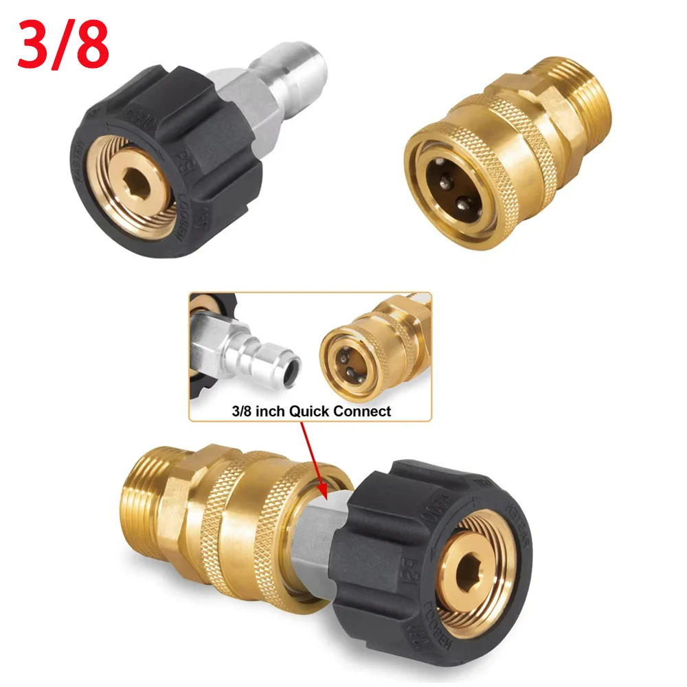 

Pressure Washer Adapter Kit M22 14mm/15mm Female Swivel to Quick Connect 3/8'' Pressure Washer Gun Brass Quick Connect Fitting