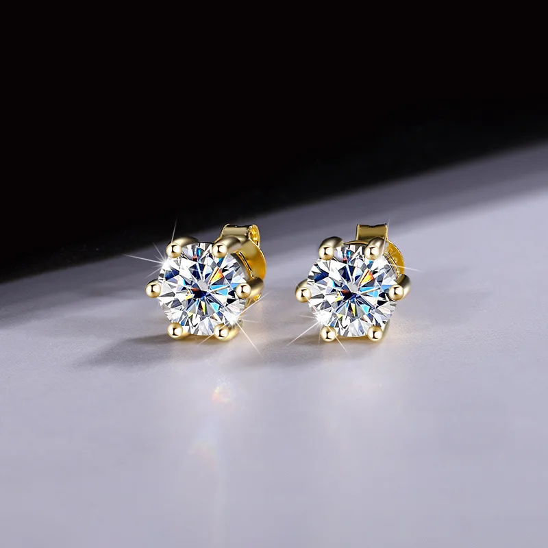 

High quality 925 sterling silver Ladies luxury jewelry Moissanite fashion six prong earrings Christmas Valentine gift