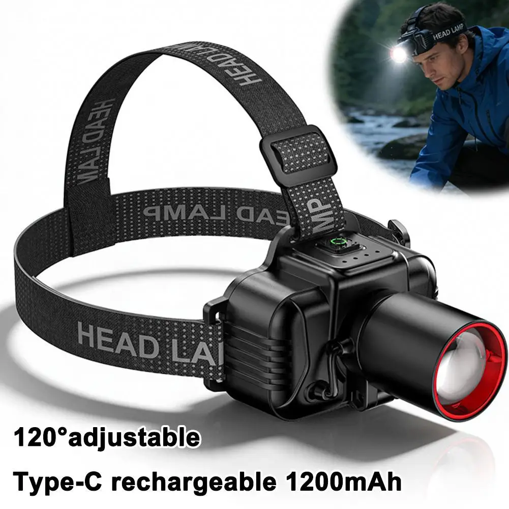 

Мини-фонарь на голову LED, 1200 лм, мощный налобный фонарь для охоты, рыбалки, кемпинга