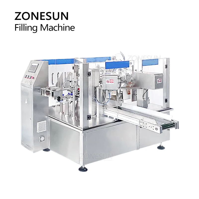 ZONESUN mesin kemasan butiran Doypack otomatis, ZS-GB200 produksi partikel paket butir makanan kacang makanan ringan