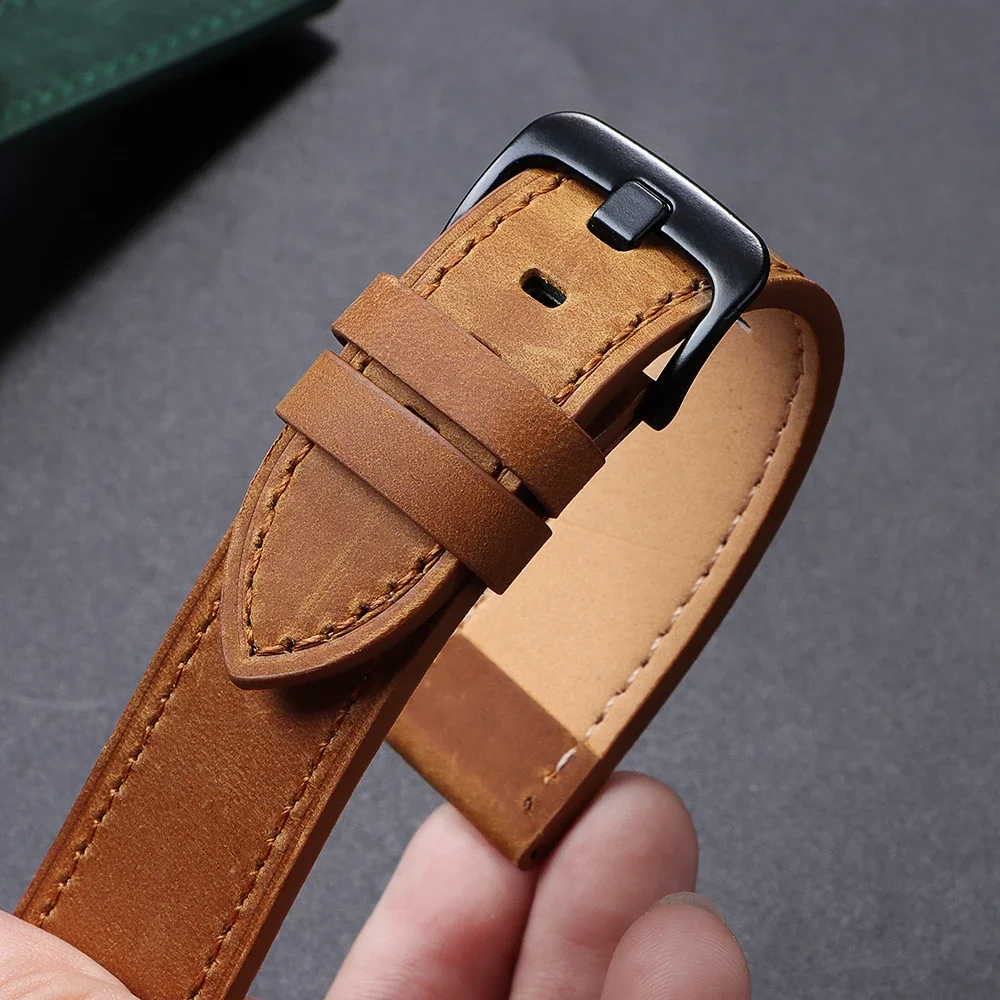 Calfskin Genuine Leather Watchbands Black Blue Watch Band 18mm 20mm 22mm 24mm Smartwatch Strap Dark Brown Watches Accessories image 2