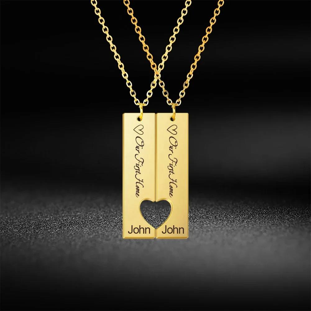 Lemegeton Personalisierte Namensketten mit graviertem Text, Anhänger für Paare, Edelstahlschmuck, individuelle Valentinstagsgeschenke – Detail 4