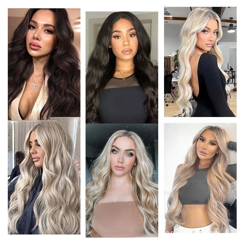 Onda do corpo pacotes de trama de cabelo sintético 26 Polegada onda do corpo pacotes de cabelo sintético longo ondulado resistente ao calor tece cabelo sintético