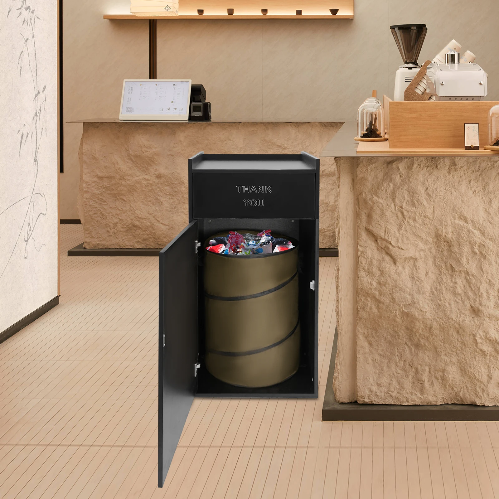 

Multi-Scene Modern Trash Can - Suitable, Cafeterias&Offices, Simple Black Appearance Blends With Business Environments