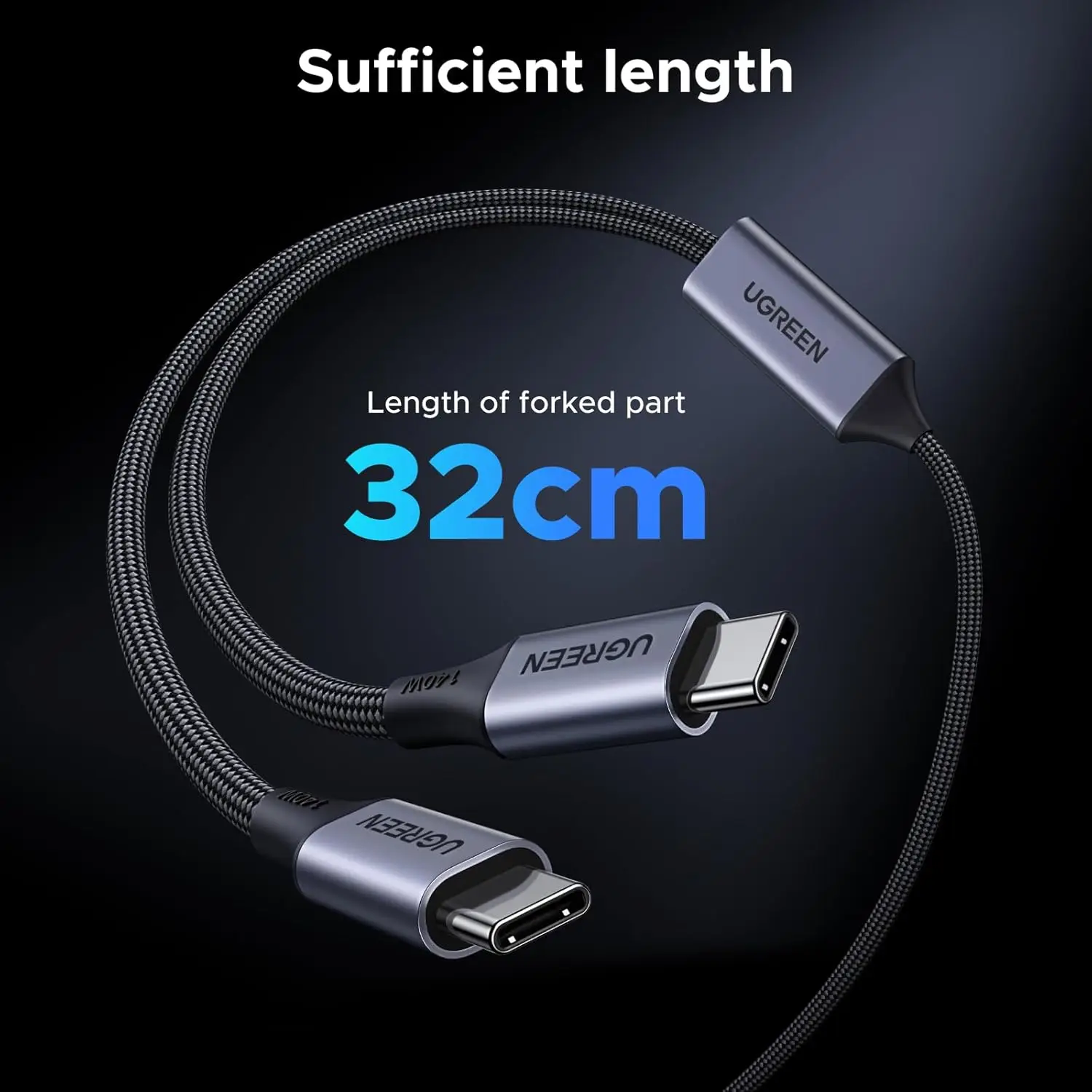 UGREEN 140W USB C Cable, 5FT 2-in-1 USB C to USB C Cable, Fast Charging for iPhone 17/17 Pro Max/16/15 Series