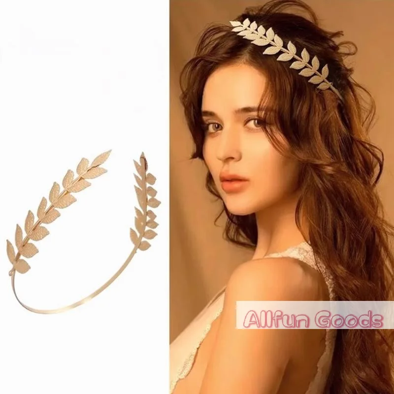 [TG835]New Retro Gold Color Leaf Headband Headpiece Crown Tiara Headdress Goddess Greek Head Jewelry  Wedding Hair Accessories