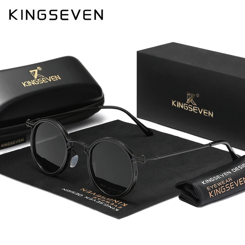 

Круглые солнцезащитные очки KINGSEVEN для мужчин и женщин, защитные очки в стиле панк с защитой от ультрафиолета UV400, подарочные очки для мужчин и женщин, Gafas De Sol