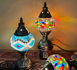 Newest Turkish Mosaic Table Lamp Vintage Art Deco Handcrafted Lamparas De Mesa Ball Glass Romantic Bed Light Led Night Lampe