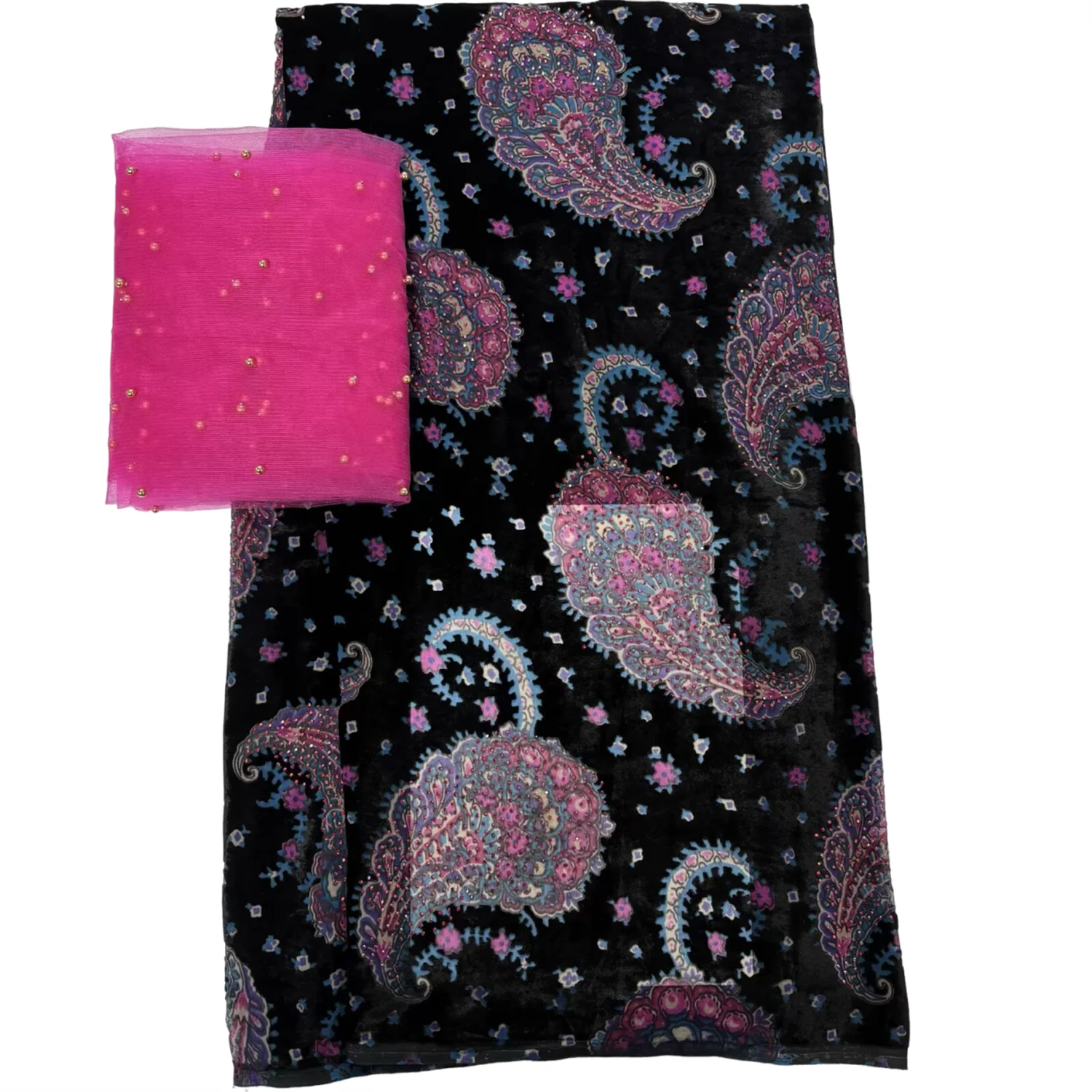 

5+2 Yards Popular Silk Chiffon Swiss Voile Lace Fabric Nigerian With Lots Of Stones For Sewing Women Evening Party Material Robe