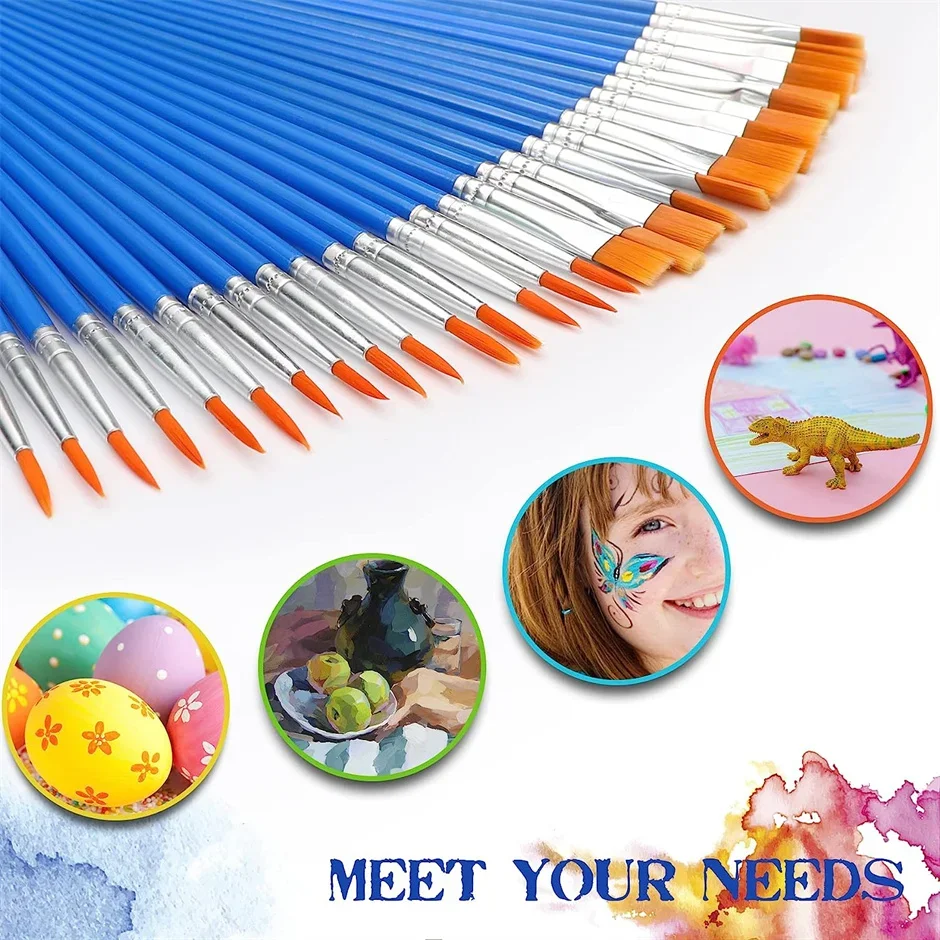 30 stücke Kleine Feine Nylon Haar Detail Flache Pinsel Für Zeichnung Aquarell Pinsel Pinsel Stift Für Student Kunst Schreibwaren – Detail 5