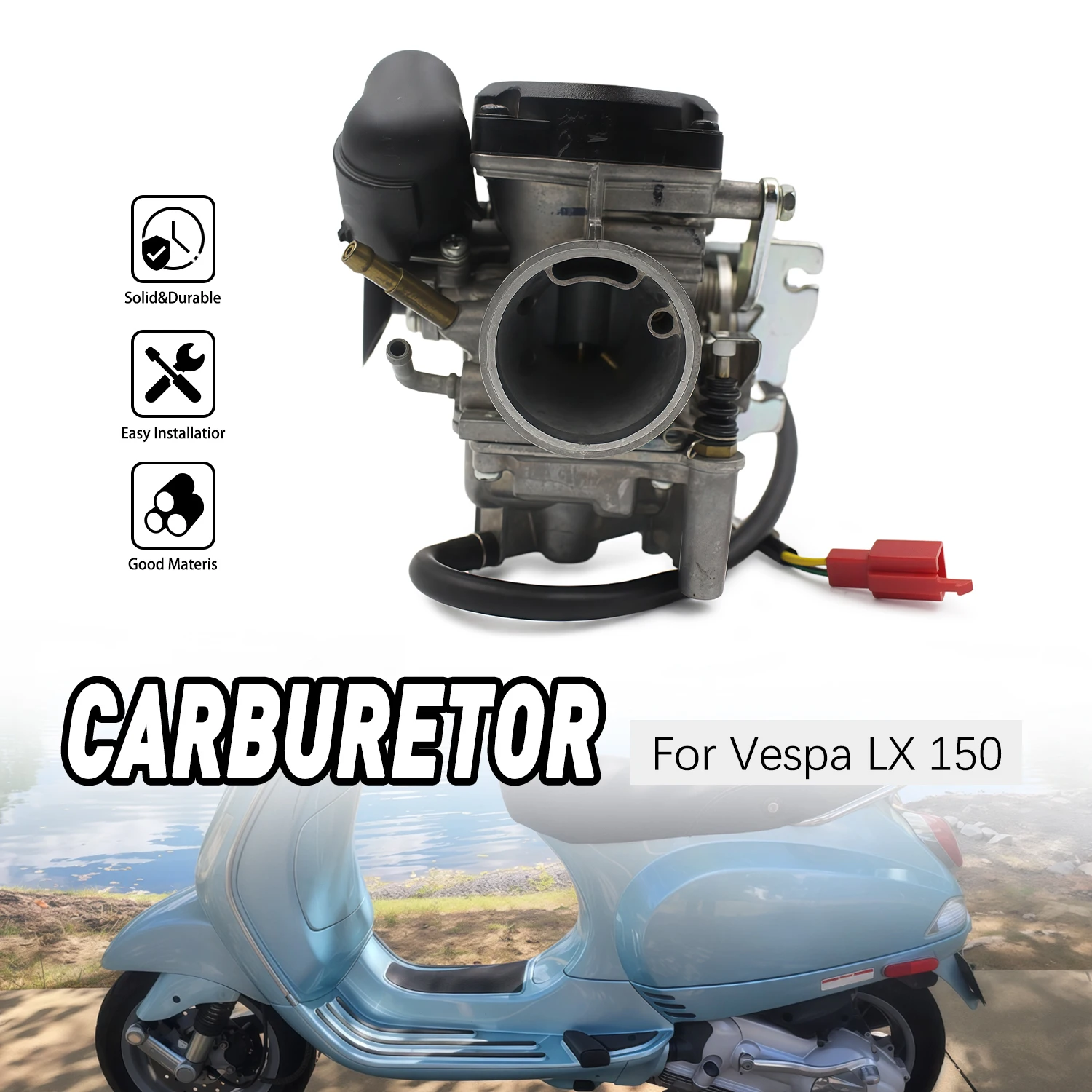 Carburador de Repuesto para Vespa Piaggio LX 150 4T 2V 4T NOABS Sport E3, Piezas de Motocicleta CM156011, Accesorios para Moto
