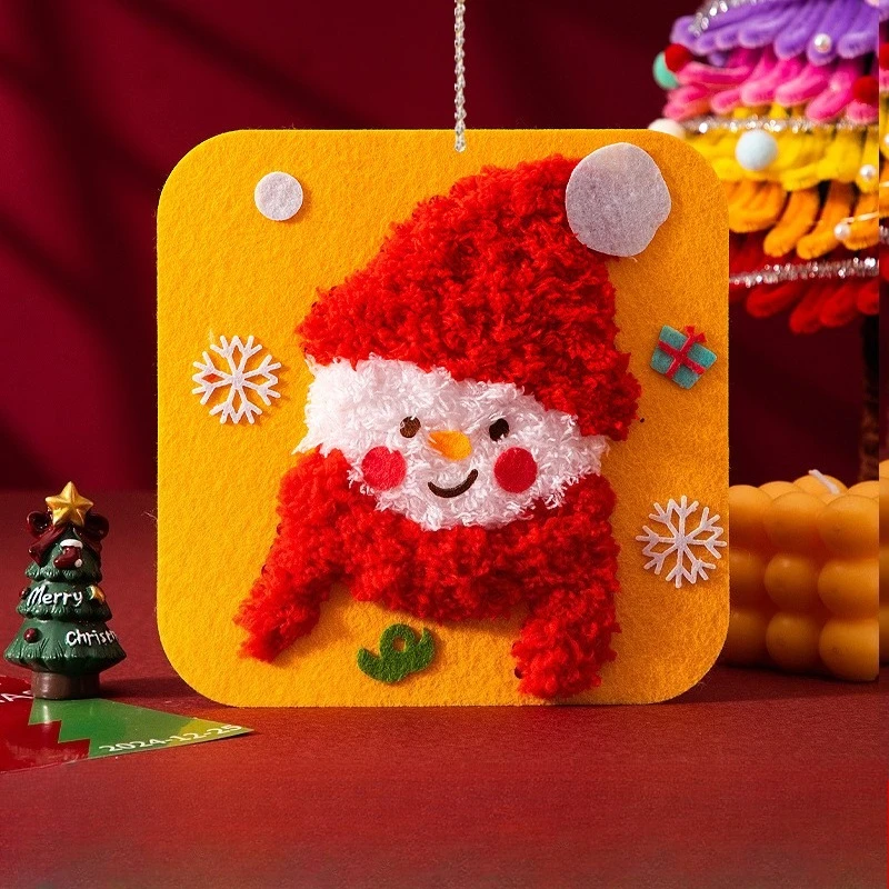 Weihnachts-DIY-Stickerei-Nähset, Urlaubs-Strick-Bastelset mit buntem Vliesstoff und sicheren Nadeln als handgefertigtes Geschenk