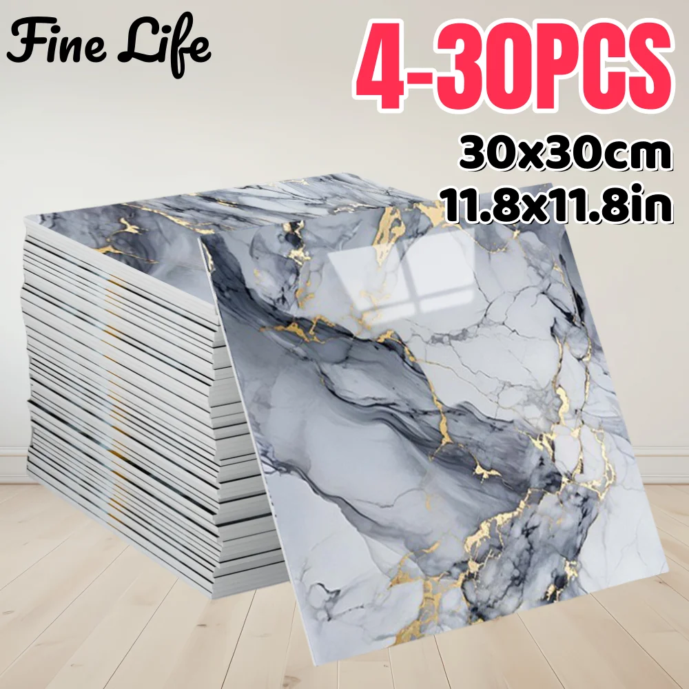 

Aluminum Foil Bottom Wall Stickers Damp-Proof Marble Pattern Foam Imitation Tile Self-adhesive Wallpaper for Kitchen Bathroom