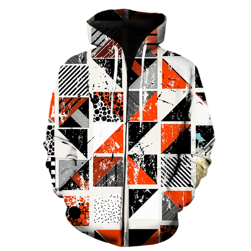 

Abstract geometric pattern Zipper Hoodies Mens Fashion Casual Winter Hoodie 3D Full Print Womens Sweatshirts Hoody Men clothing