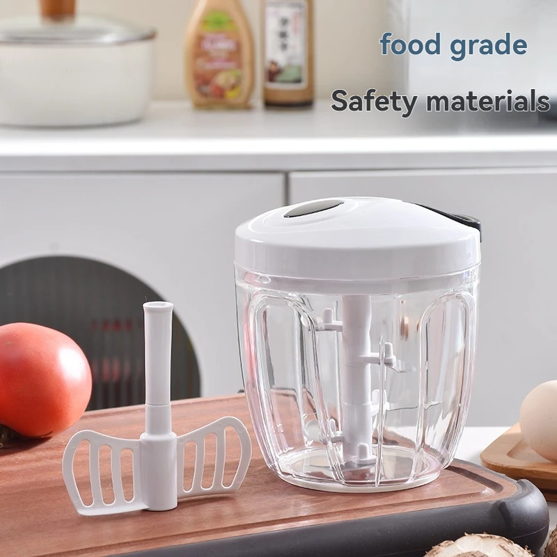 

Дробилка для овощей и лука, кухонные аксессуары для приготовления пищи, 500/900 мл, ручная мясорубка, ломтерезка для чеснока, роторный пресс для чеснока