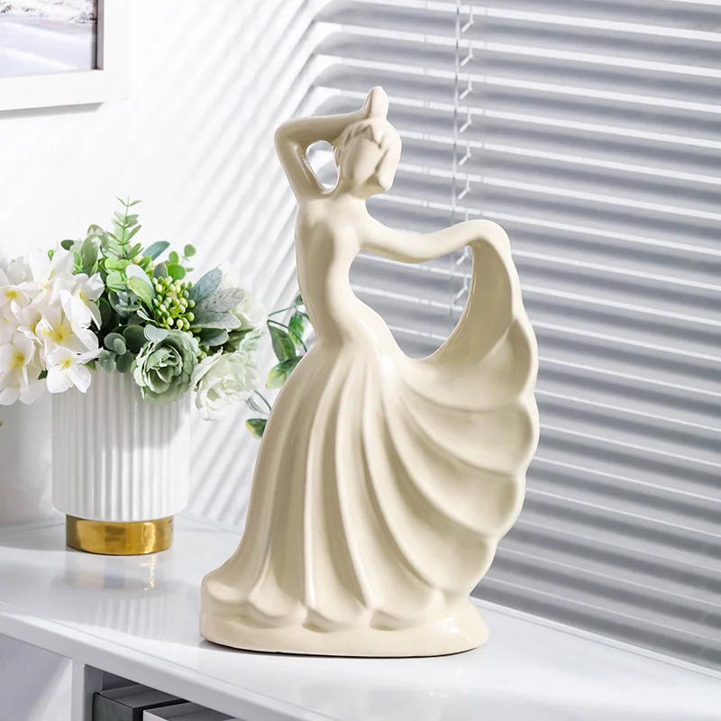 European Ceramic Dancer Goddess Sculpture Home Decoration Living Room Dining Table Wedding Crafts