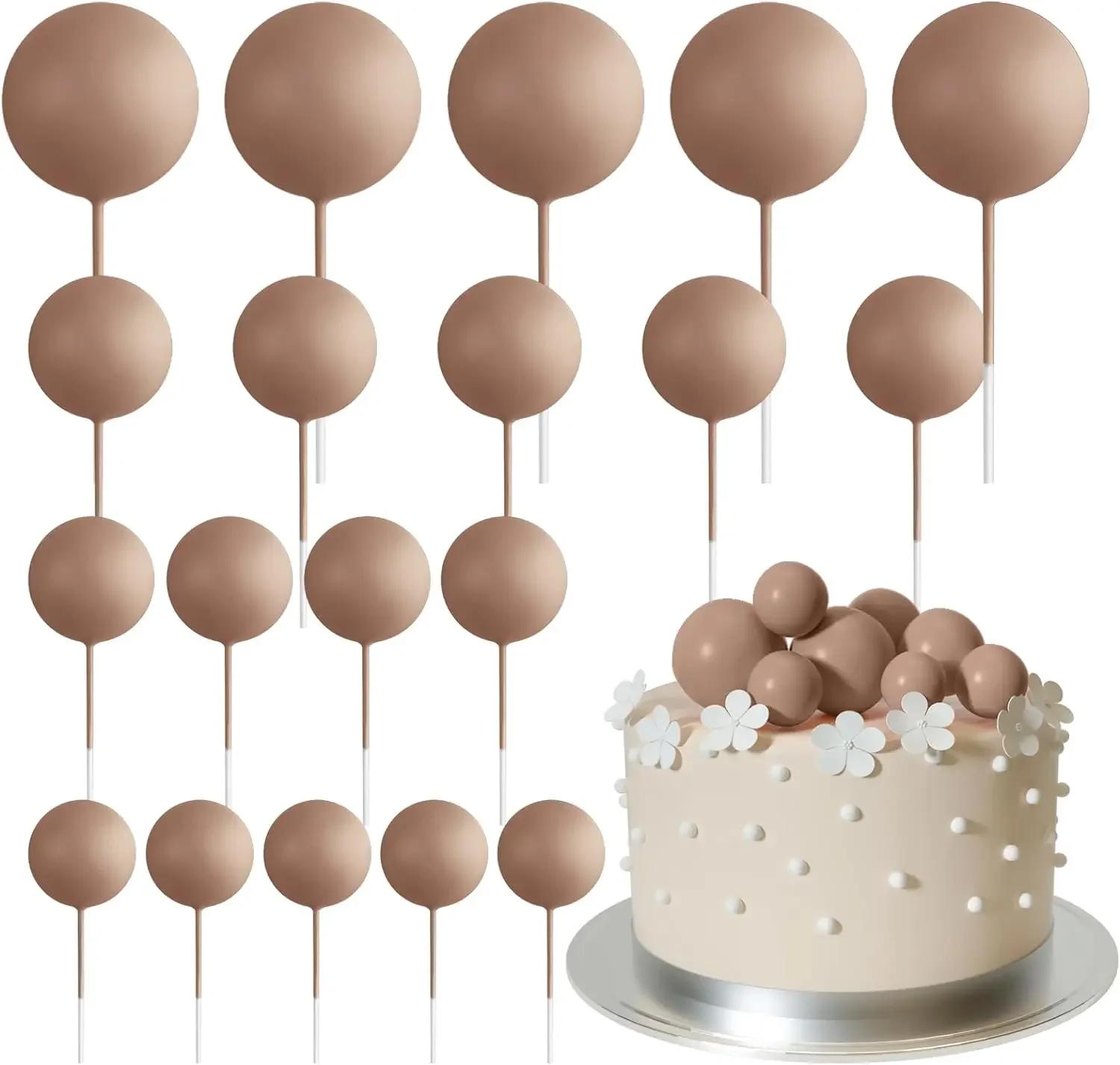 20-teilige Mini-Ballon-Kuchenaufsatz-Dekorationen mit goldenen Kugelpicks – festliche Kuchendekoration für Feiern