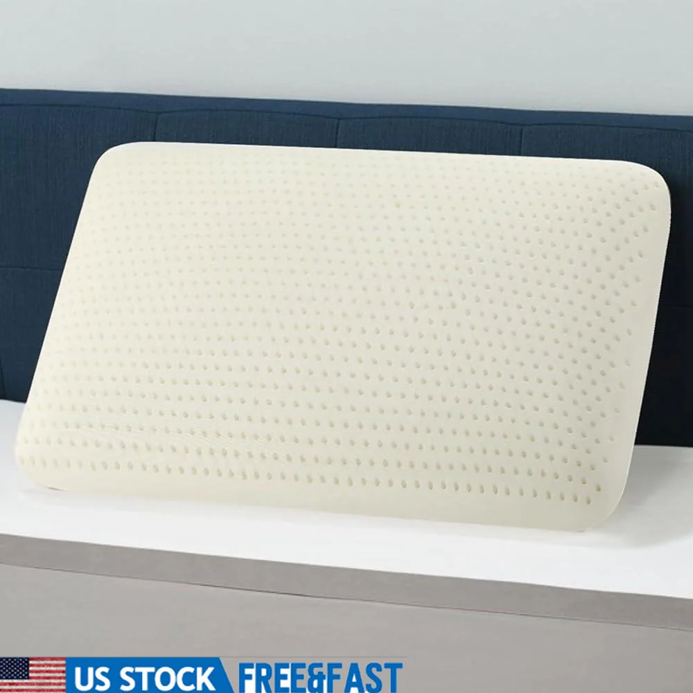 

100% натуральная латексная подушка Talalay, съемный хлопковый чехол, вентилируемая поддерживающая подушка для сна, мягкая прочная подушка для кровати, гипоаллергенная, легкая